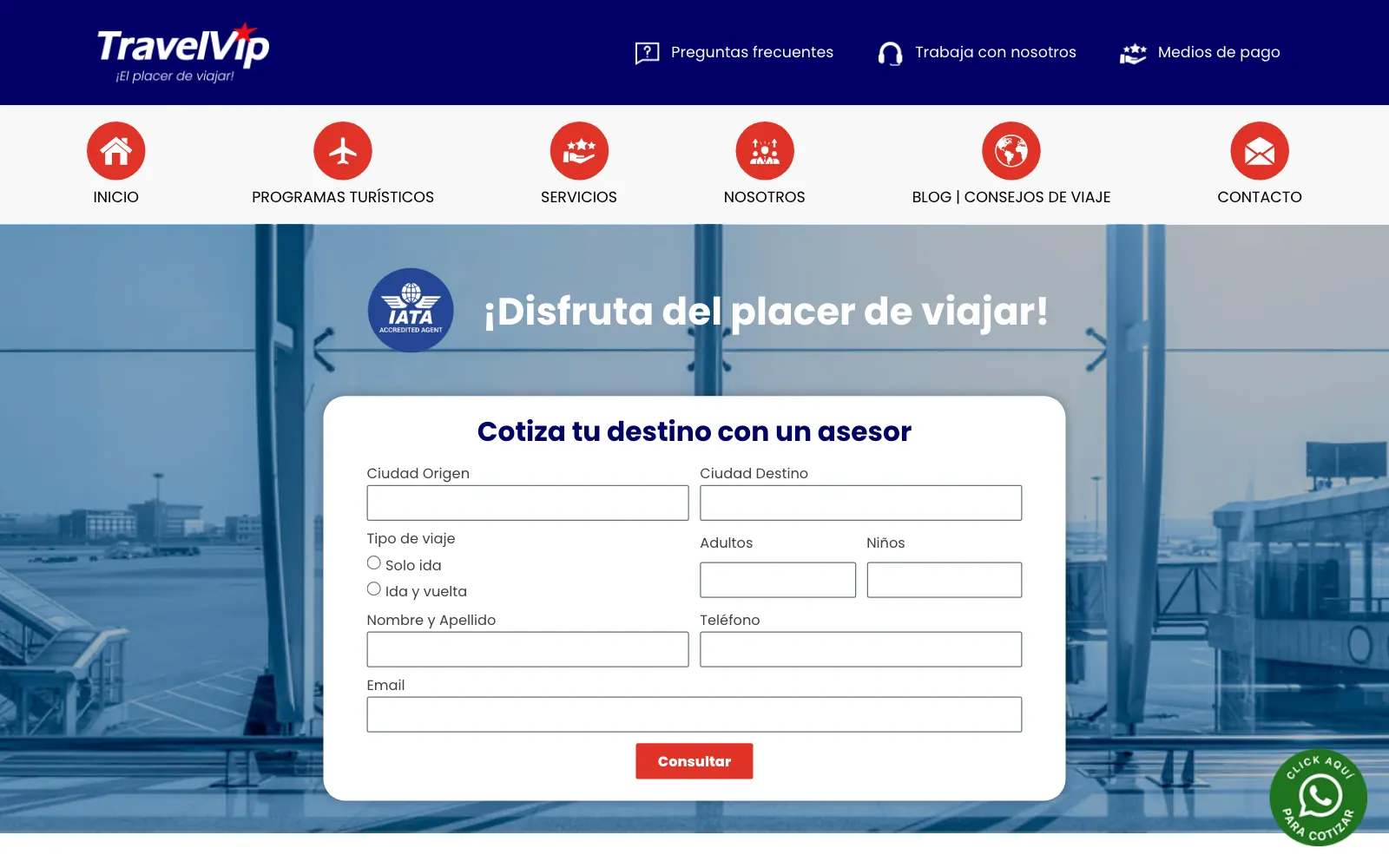 Sitio de Travel VIP hecho por Colorway
